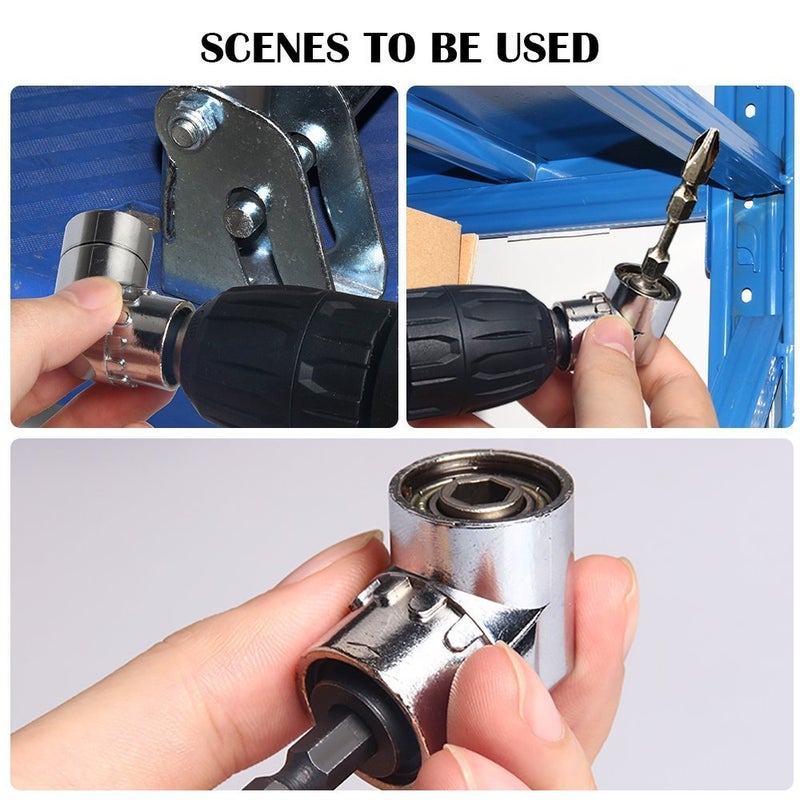CIGOTU Impact Grade Power Hand Tools Driver Sockets Adapter Extension Set, 3Pcs 1/4 3/8 1/2" Hex Shank Drill Nut Driver Bit Set + 105 Degree Right Angle Driver Extension Screwdriver Drill Attachment - Image 3